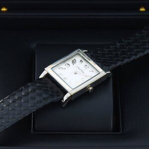 Pedre Classic Rectangular Stainless Steel, White Dial, Gold-Tone Arabic Numerals